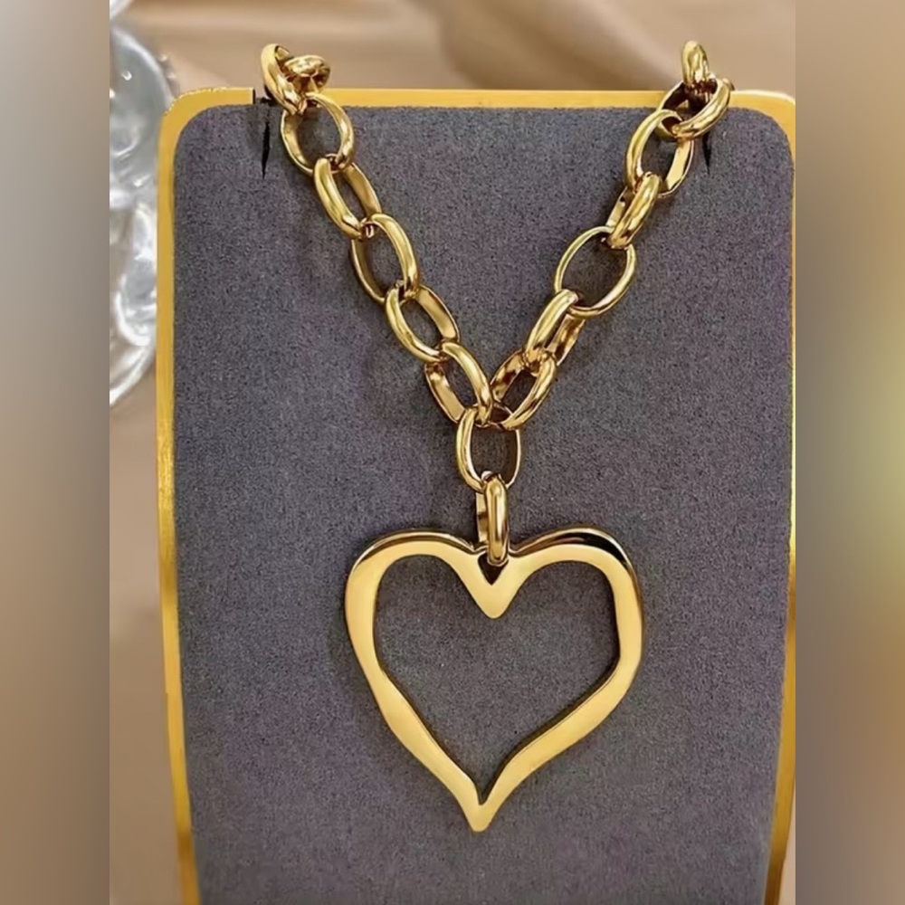 Gold Heart Stainless Steel Pendant Necklace